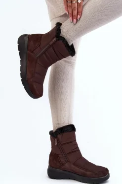 Damskie Śniegowce Z Futerkiem Brązowe Primose