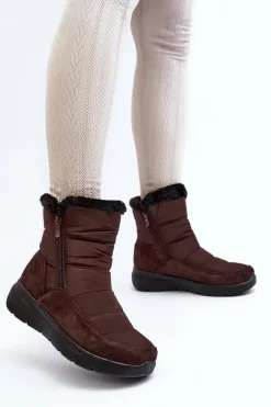 Damskie Śniegowce Z Futerkiem Brązowe Primose