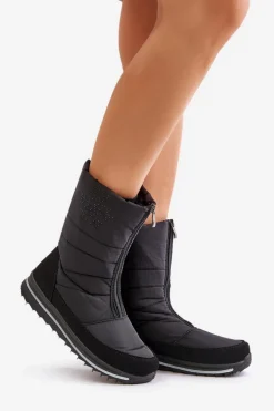 Damskie Śniegowce Z Suwakiem Progress PROGJ-22-130 Czarne