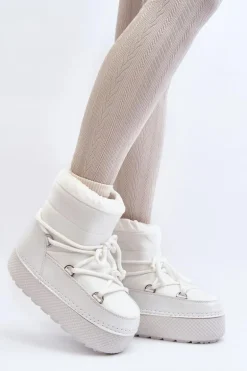 Damskie Śniegowce Z Wiązaniem Białe Toolsa