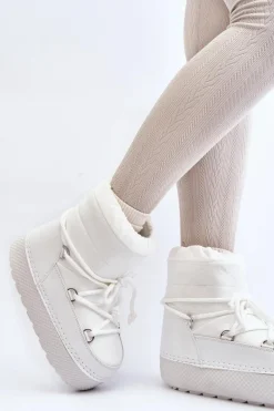 Damskie Śniegowce Z Wiązaniem Białe Toolsa