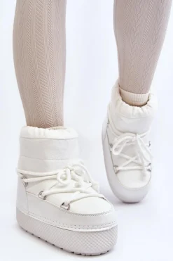 Damskie Śniegowce Z Wiązaniem Białe Toolsa