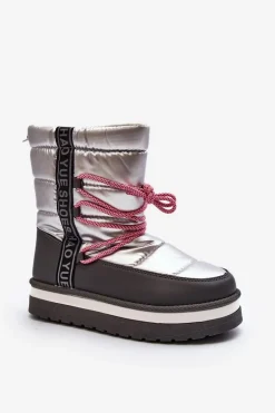 Damskie Śniegowce Z Wiązaniem Srebrne Lilara