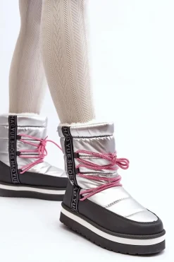 Damskie Śniegowce Z Wiązaniem Srebrne Lilara