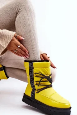 Damskie Śniegowce Z Wiązaniem Żółte Lilara