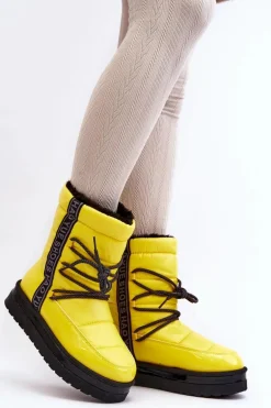 Damskie Śniegowce Z Wiązaniem Żółte Lilara