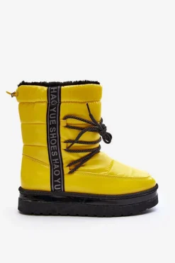 Damskie Śniegowce Z Wiązaniem Żółte Lilara