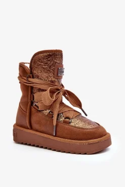 Damskie Śniegowce Z Wiązaniem D.Franklin DFSH370006 Brązowe