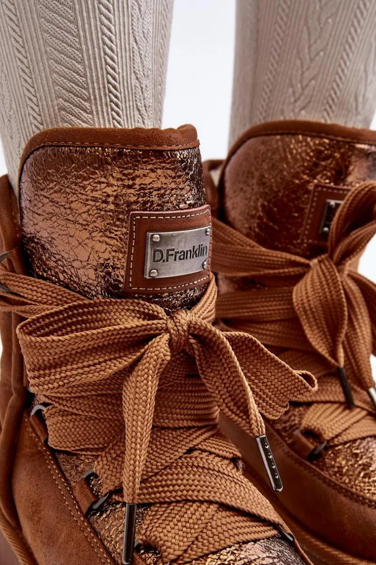 Damskie Śniegowce Z Wiązaniem D.Franklin DFSH370006 Brązowe