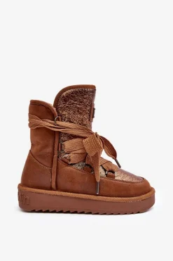Damskie Śniegowce Z Wiązaniem D.Franklin DFSH370006 Brązowe