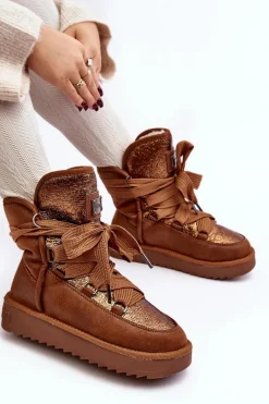 Damskie Śniegowce Z Wiązaniem D.Franklin DFSH370006 Brązowe