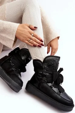 Damskie Śniegowce Z Wiązaniem D.Franklin DFSH370006 Czarne