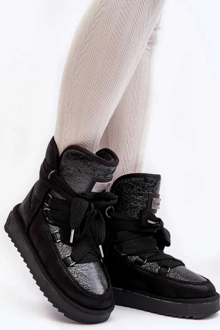 Damskie Śniegowce Z Wiązaniem D.Franklin DFSH370006 Czarne