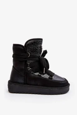 Damskie Śniegowce Z Wiązaniem D.Franklin DFSH370006 Czarne