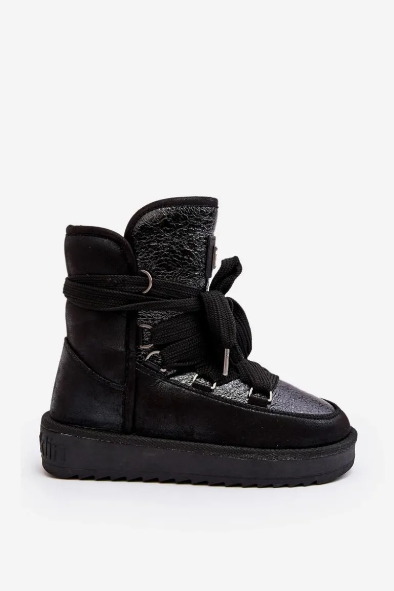 Damskie Śniegowce Z Wiązaniem D.Franklin DFSH370006 Czarne