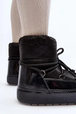 Damskie Śniegowce Z Wiązaniem Czarne Toolsa