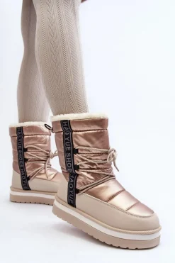 Damskie Śniegowce Z Wiązaniem Beżowe Lilara