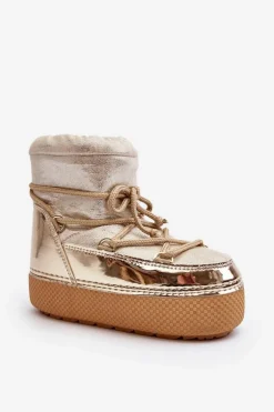 Damskie Śniegowce Z Wiązaniem Złote Toolsa