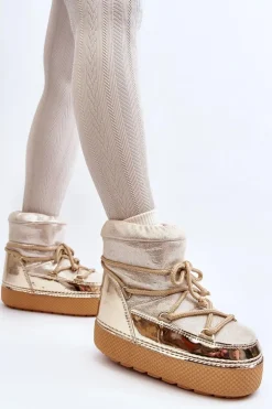 Damskie Śniegowce Z Wiązaniem Złote Toolsa