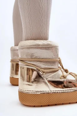 Damskie Śniegowce Z Wiązaniem Złote Toolsa