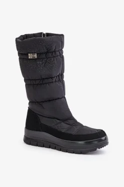 Damskie Śniegowce Ze Zdobieniem Progress PROGJ-24-147 Czarne