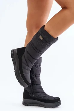 Damskie Śniegowce Ze Zdobieniem Progress PROGJ-24-147 Czarne