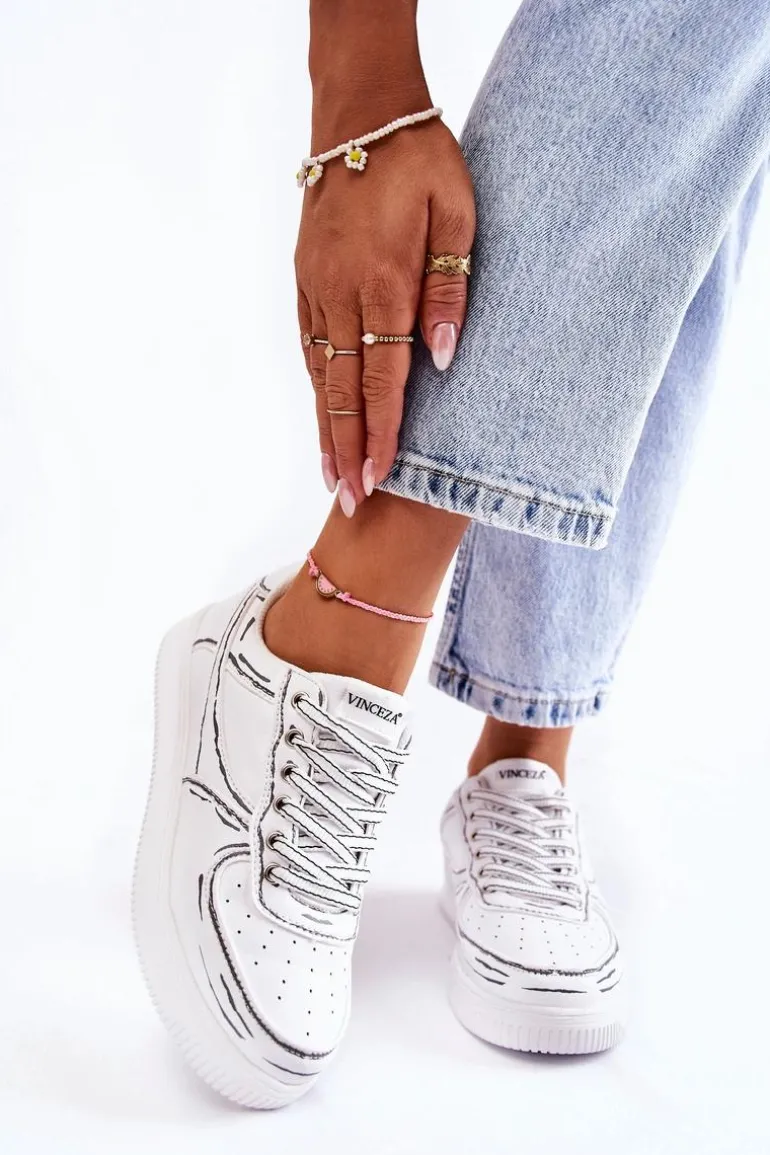 Damskie Niskie Buty Sportowe Białe Solveig