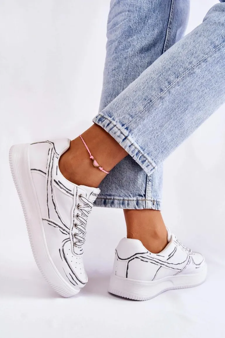 Damskie Niskie Buty Sportowe Białe Solveig