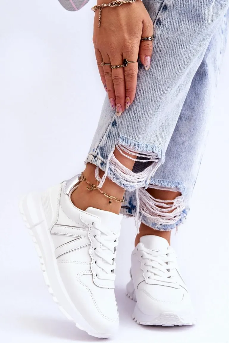 Damskie Niskie Buty Sportowe Białe Elliot