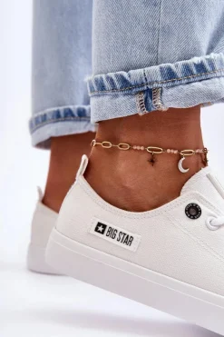 Damskie Niskie Materiałowe Trampki Big Star KK274008 Białe