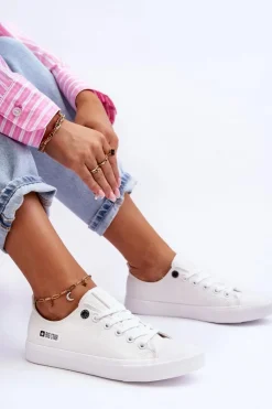 Damskie Niskie Materiałowe Trampki Big Star KK274008 Białe