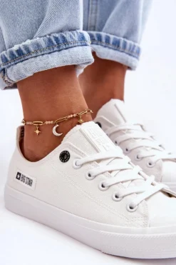 Damskie Niskie Materiałowe Trampki Big Star KK274008 Białe