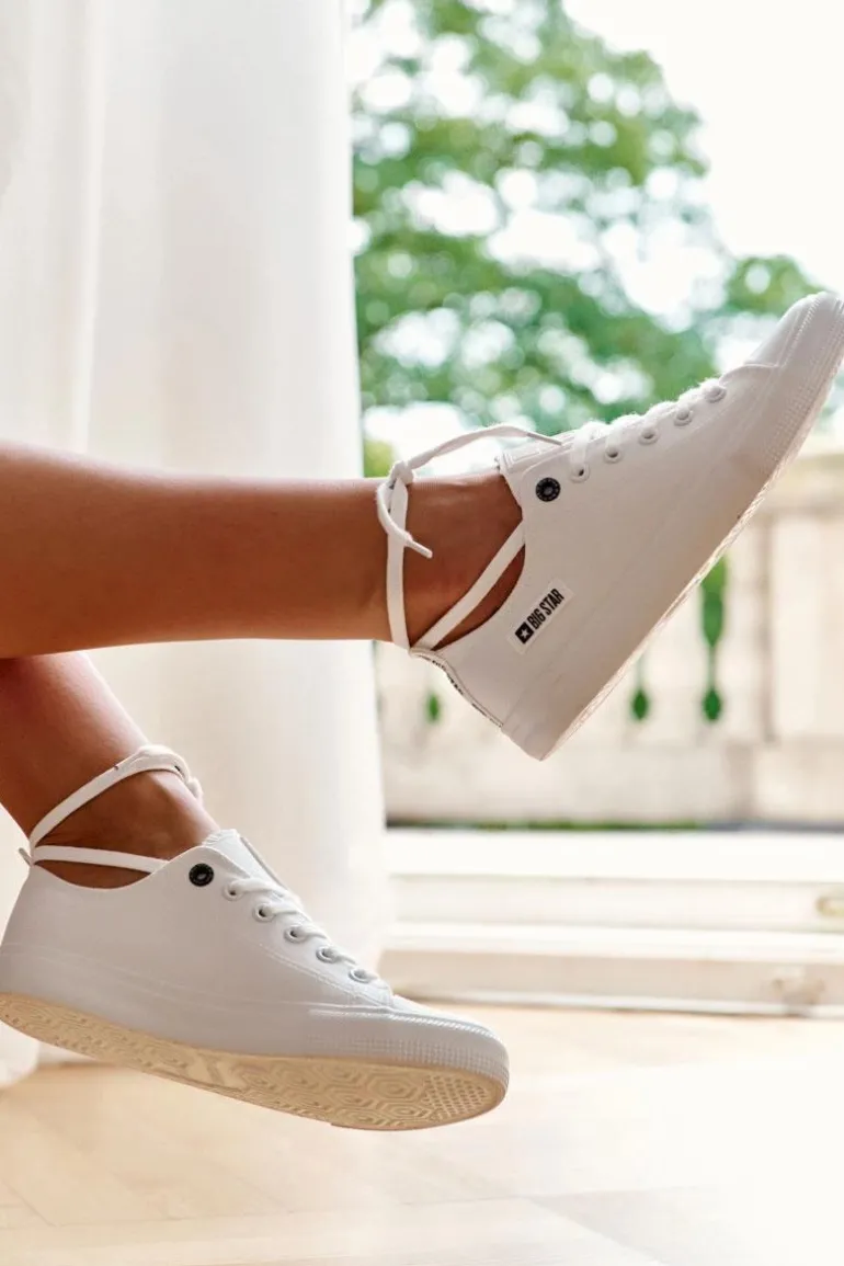 Damskie Niskie Materiałowe Trampki Big Star KK274008 Białe