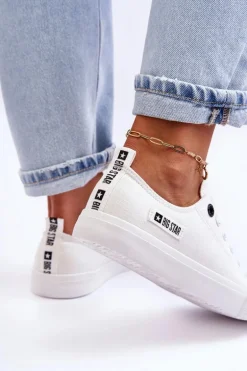 Damskie Niskie Materiałowe Trampki Big Star KK274008 Białe