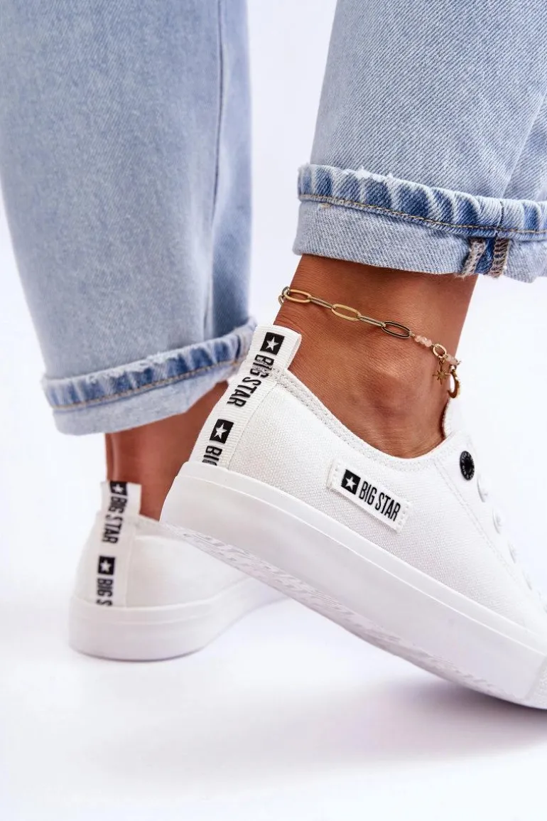 Damskie Niskie Materiałowe Trampki Big Star KK274008 Białe