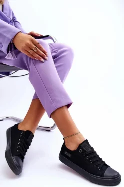 Damskie Niskie Materiałowe Trampki Big Star KK274009 Czarne