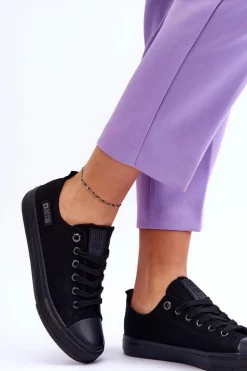 Damskie Niskie Materiałowe Trampki Big Star KK274009 Czarne