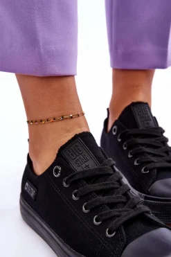 Damskie Niskie Materiałowe Trampki Big Star KK274009 Czarne