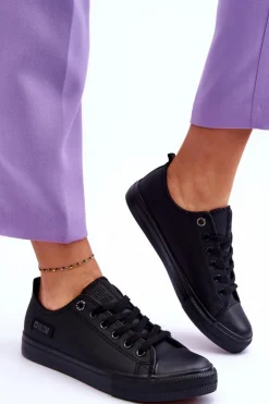 Damskie Niskie Skórzane Trampki Big Star KK274011 Czarne