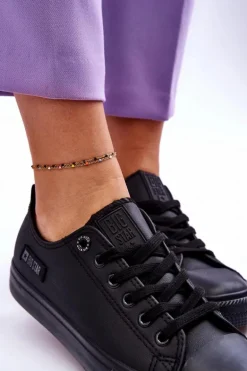 Damskie Niskie Skórzane Trampki Big Star KK274011 Czarne