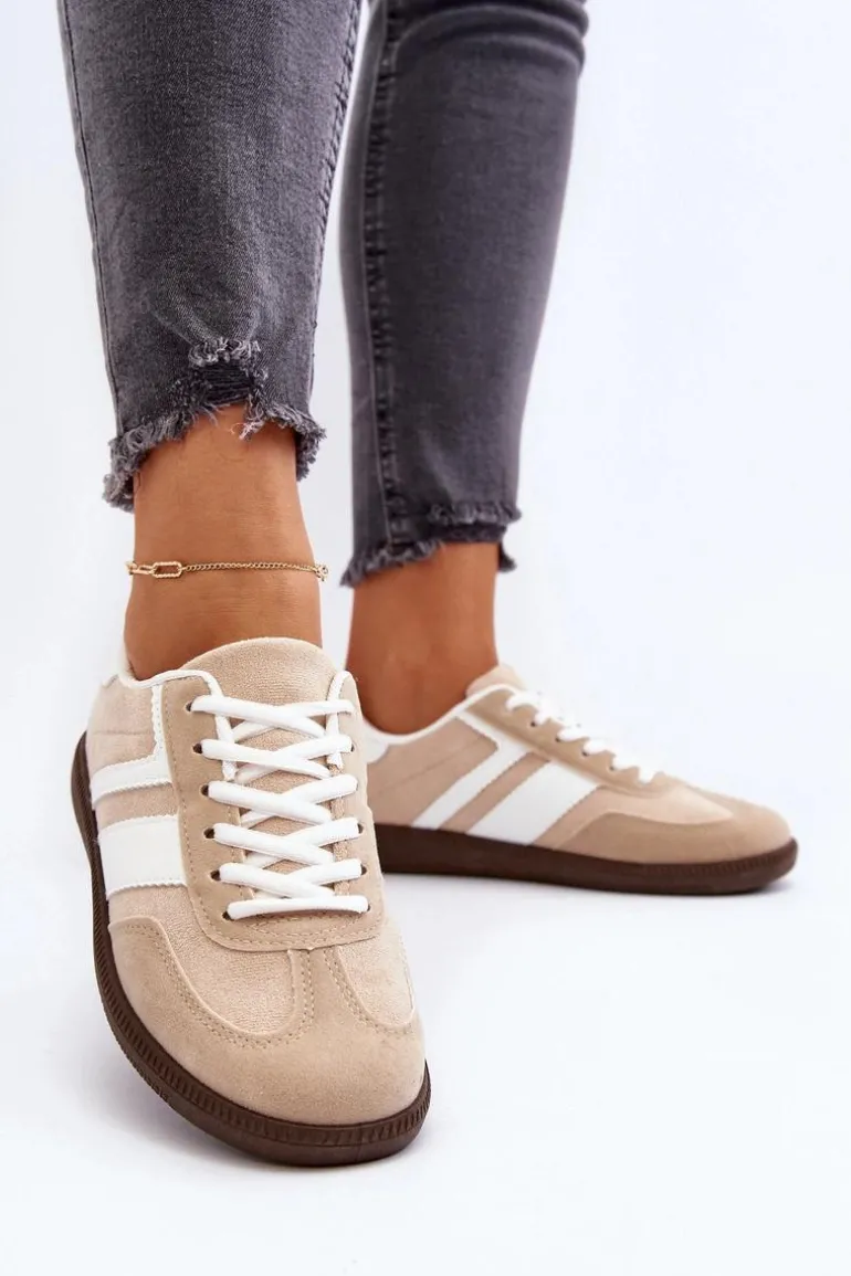Damskie Niskie Sneakersy Buty Sportowe Beżowe Eudiopis