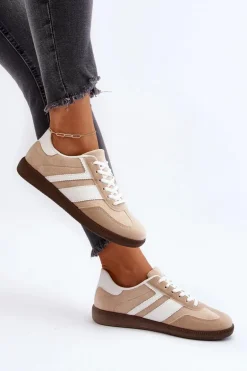 Damskie Niskie Sneakersy Buty Sportowe Beżowe Eudiopis