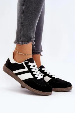 Damskie Niskie Sneakersy Buty Sportowe Czarne Eudiopis