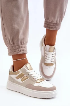 Damskie Niskie Sneakersy Beżowe Regines