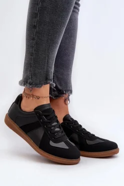Damskie Niskie Sneakersy Czarne Braidn