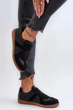 Damskie Niskie Sneakersy Czarne Braidn