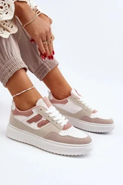 Damskie Niskie Sneakersy Beżowe Regines