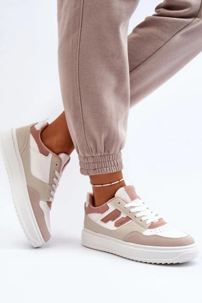 Damskie Niskie Sneakersy Beżowe Regines