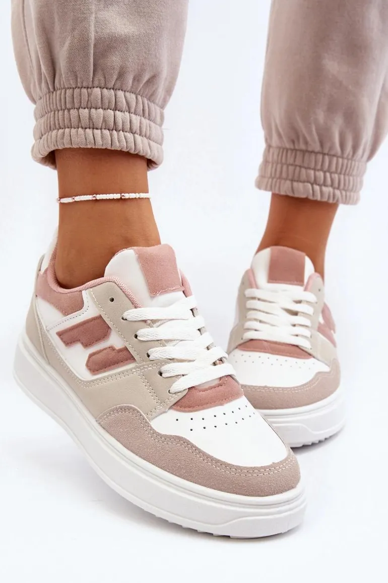 Damskie Niskie Sneakersy Beżowe Regines