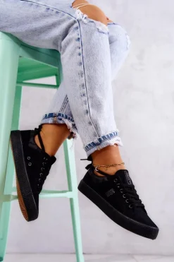 Damskie Niskie Tenisówki Big Star JJ274563 Czarne